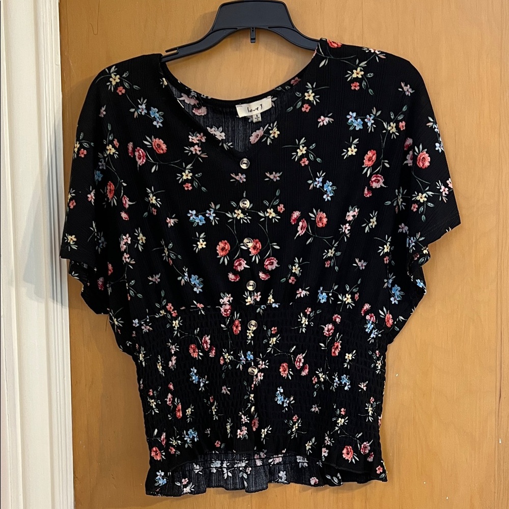 Love J Black Floral Blouse